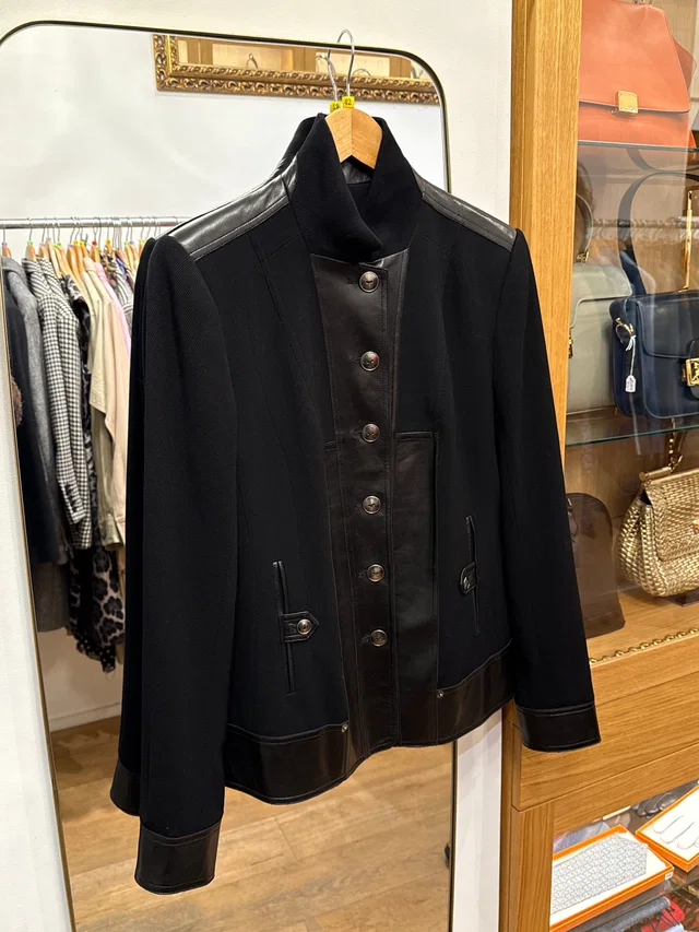 Dior Black wool and leather jacket in Black Wool from Luxury Promise