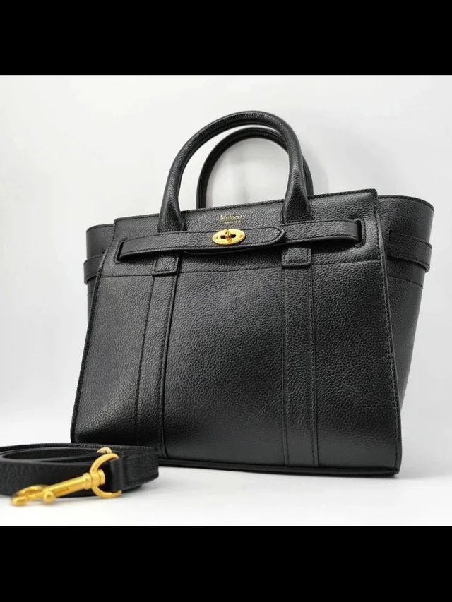 Mulberry Black Pebbled Leather Tote With Gold Hardware in black|gold Leather from Poshmark, photo 1 of 1