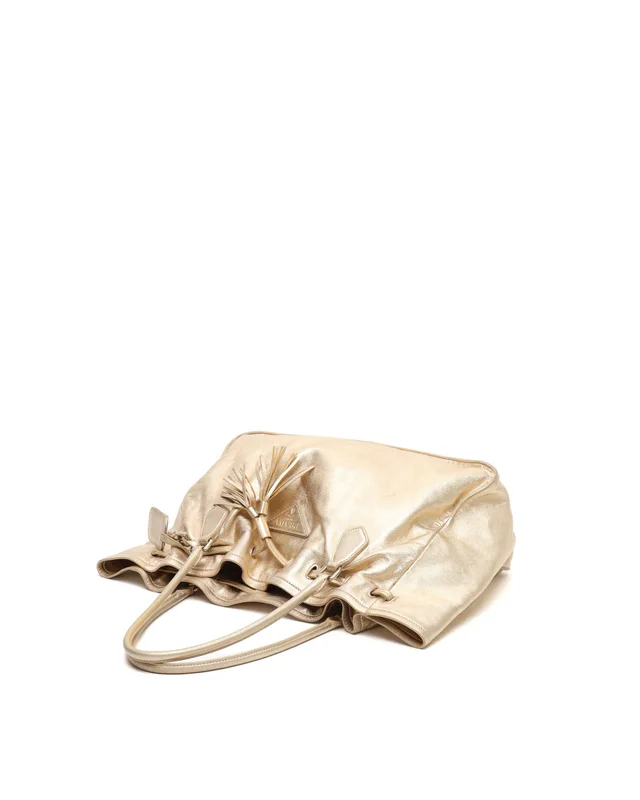Prada Drawstring Tassel Metallic Tote Bag in Leather from A Retro Tale, photo 4 of 9
