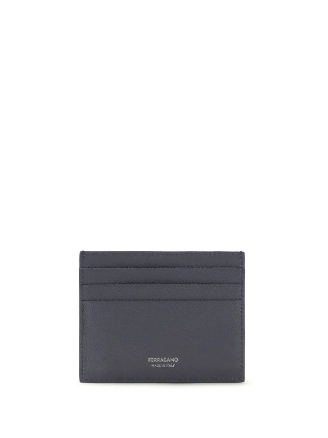 Ferragamo Gancini Card Case — Navy Calf Leather Cases in Navy Calfskin from HEWI