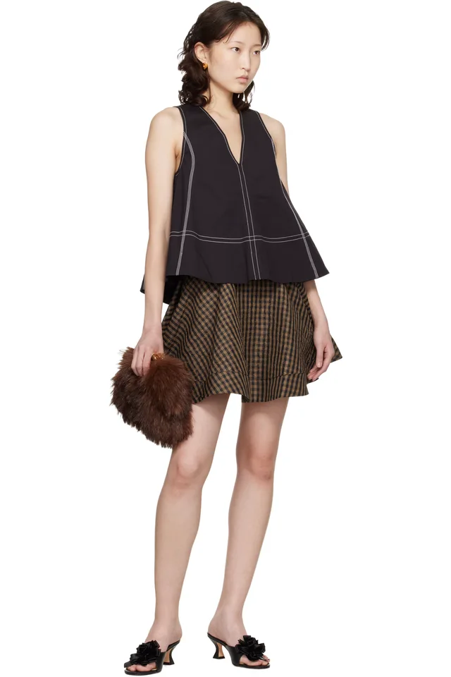 GANNI Black Cotton A-line Top, photo 4 of 4 from SSENSE