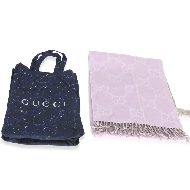 Gucci Purple Wool Gg Monogram Fringe Scarf Gray; Fabric Scarves/wraps in Purple Wool from HEWI