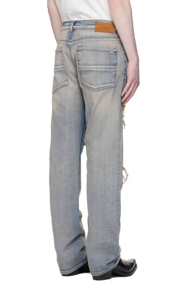 AMIRI Blue Snake Stud Slim Jeans, photo 3 of 4 from SSENSE