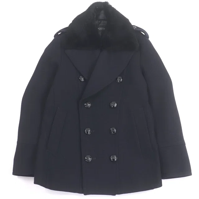 Burberry Black Label Rabbit Fur Double-breasted Coat in Black from LuxUness
