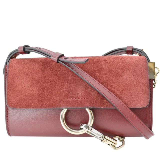 Chloé Mini Faye Suede Calfskin Leather Shoulder Bag Red in Red Calfskin from Dallas Designer Handbags