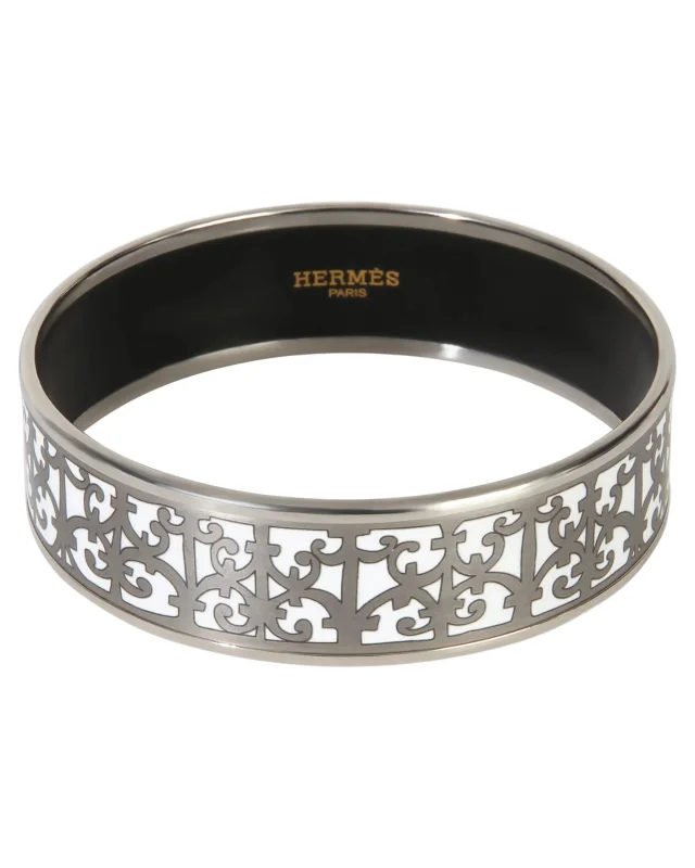 Hermès Balcons du Guadalquivir Wide Enamel Bracelet in Palladium Plated from Season 2 Consign, photo 1 of 1