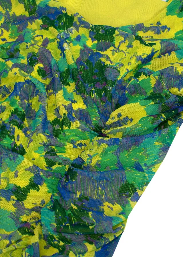 GANNI Multicoloured Rushed Mesh Midi Dress from HEWI, photo 2 of 2