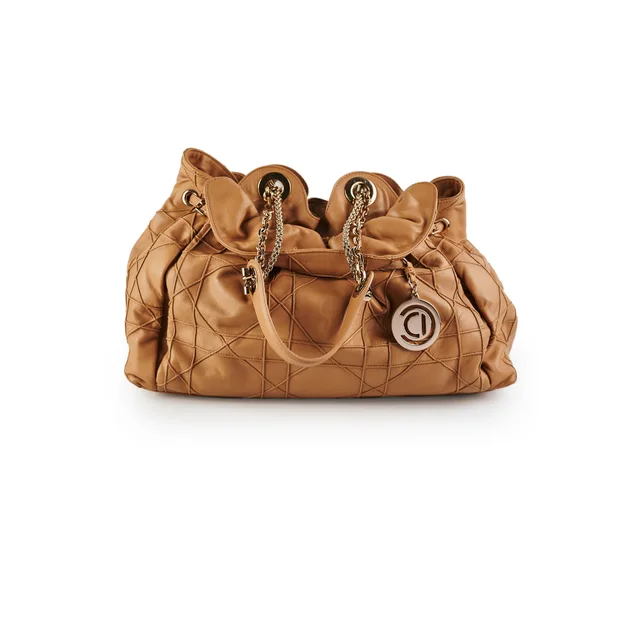 Dior Cannage Le Trente Leather Shoulder Bag Beige in Beige Leather from The Purse Affair