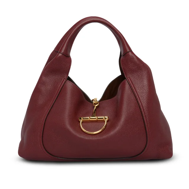 Gucci Grained Calfskin Softbit Maxi Shoulder Bag in Rosso Ancora Caviar leather from Blue Spinach