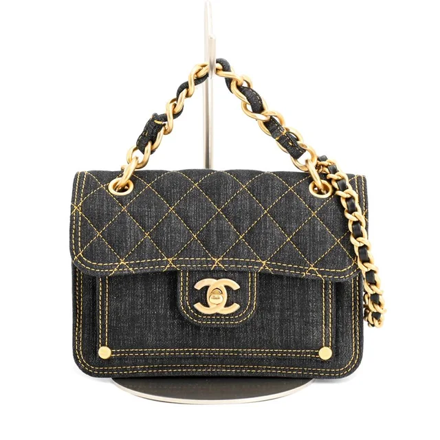 Chanel Shoulder Bag Mini Chain in Denim from The Reluxe