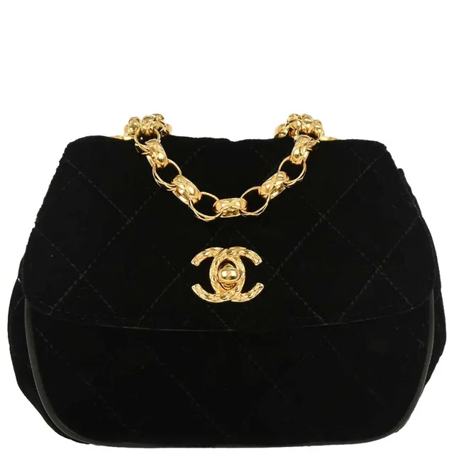 Chanel 1991-1994 Black Velvet Shoulder Bag in Black Velvet from AMORE Vintage Tokyo