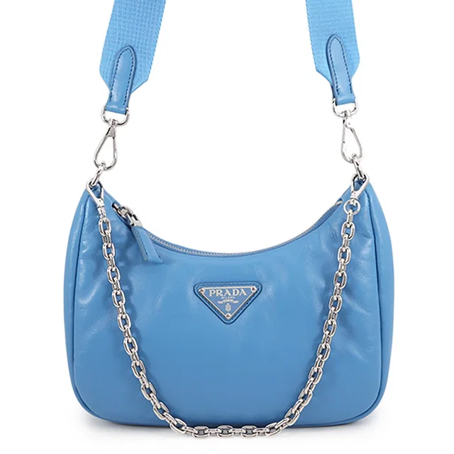 Prada Re-edition Shoulder Bag Light Blue1BH204 Leather in Leather from GALLERY RARE