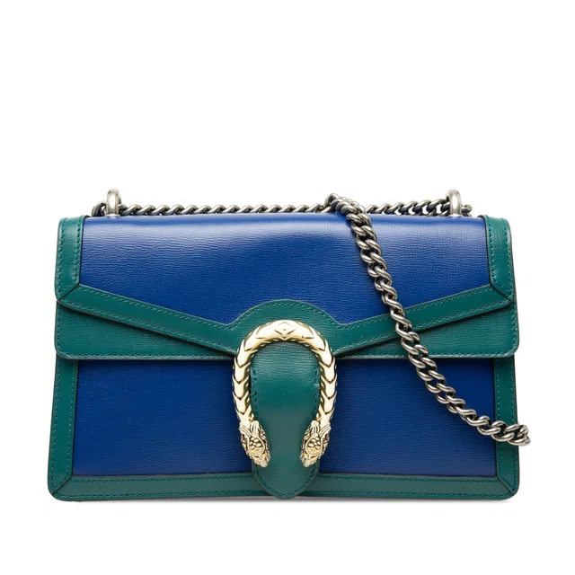 Blue Gucci Medium Bicolor Leather Dionysus Shoulder Bag in Blue Leather from Designer Revival