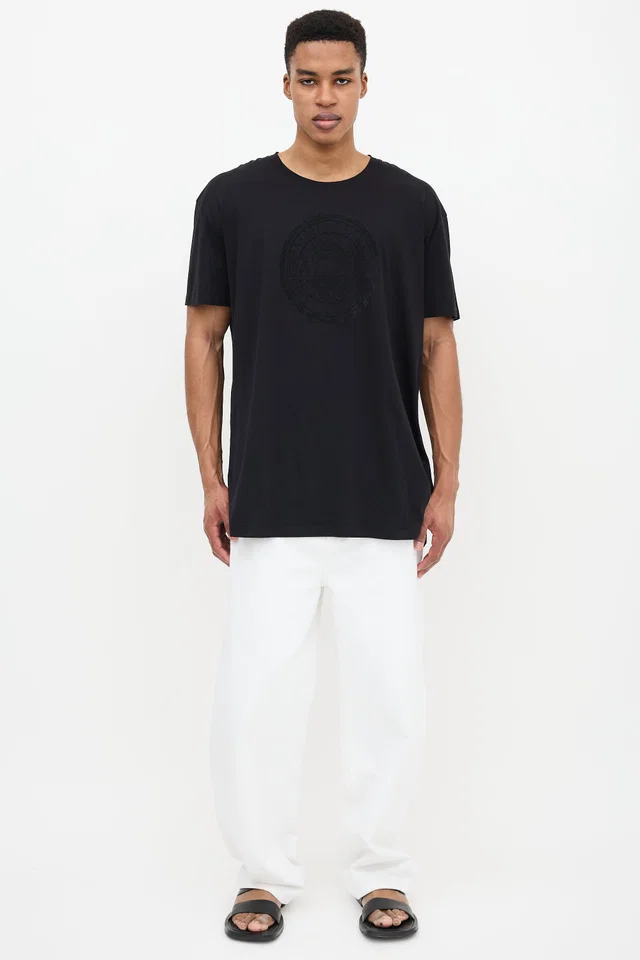 Balmain Frosted Velvet Logo T-Shirt in Velvet from VSP Consignment
