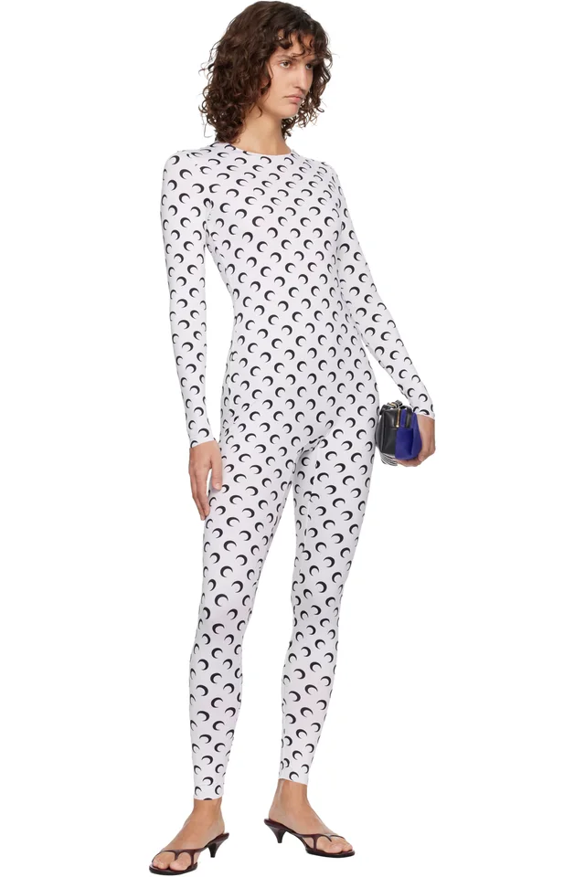 Marine Serre White Recycled Jersey Moon Jumpsuit, photo 4 of 4 from SSENSE