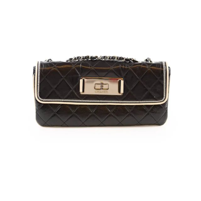 Chanel East West Flap Black in Black Calfskin from The Purse Affair