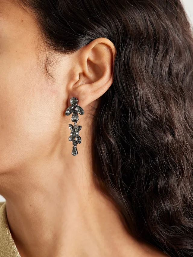 JENNIFER BEHR Liss gunmetal-tone crystal earrings in Black, photo 2 of 2 from NET-A-PORTER (Canada)