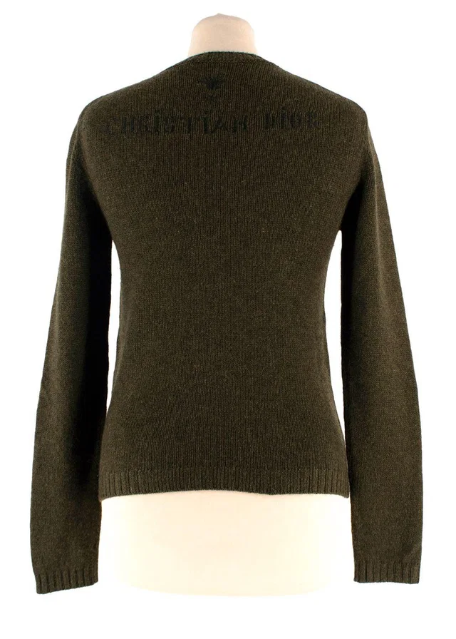 Dior Khaki Embroidered Cashmere Jumper in Green Cashmere from HEWI