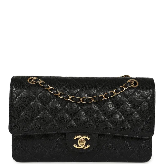 Chanel Vintage Medium Classic Double Flap Bag Black Caviar Gold Hardware in Black Caviar leather from Madison Avenue Couture
