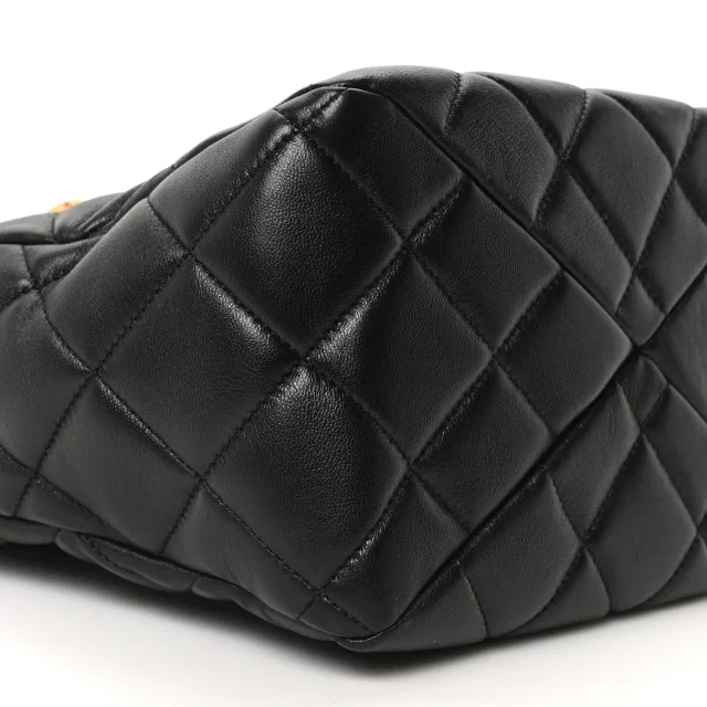 Chanel Quilted Small Top Handle Shopping Bag Black in Black Lambskin from FASHIONPHILE, photo 8 of 9