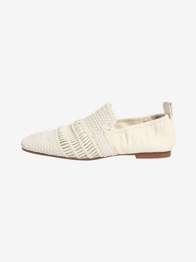 Celine White woven leather flat shoes - size EU 37.5 in White Woven leather from Sign of the Times