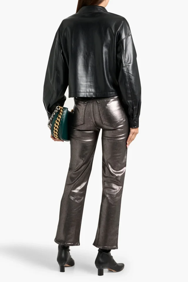 Frame Le Sleek Straight High-Rise Metallic Straight-Leg Jeans, photo 3 of 4 from THE OUTNET