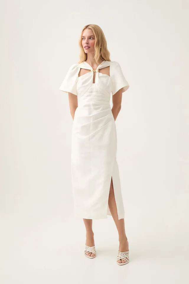 AJE Presence Twisted Midi Dress in White from Aje, photo 1 of 1