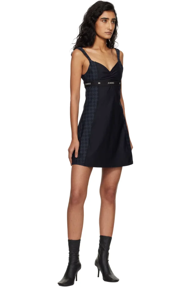 AMIRI Black & Navy MA Quad Minidress, photo 4 of 4 from SSENSE