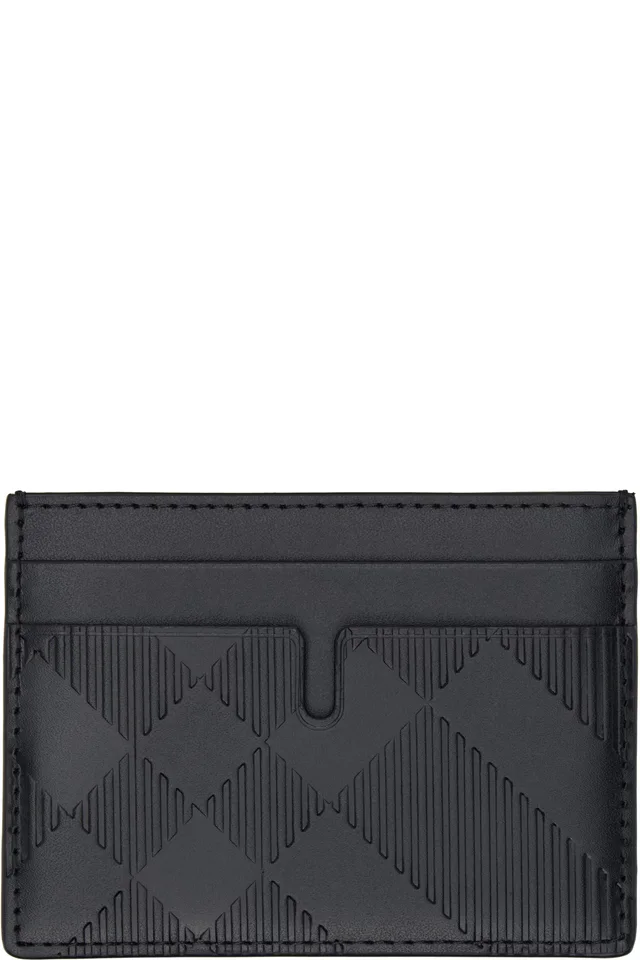 Burberry Black Embossed Check Card Holder, photo 2 of 2 from SSENSE
