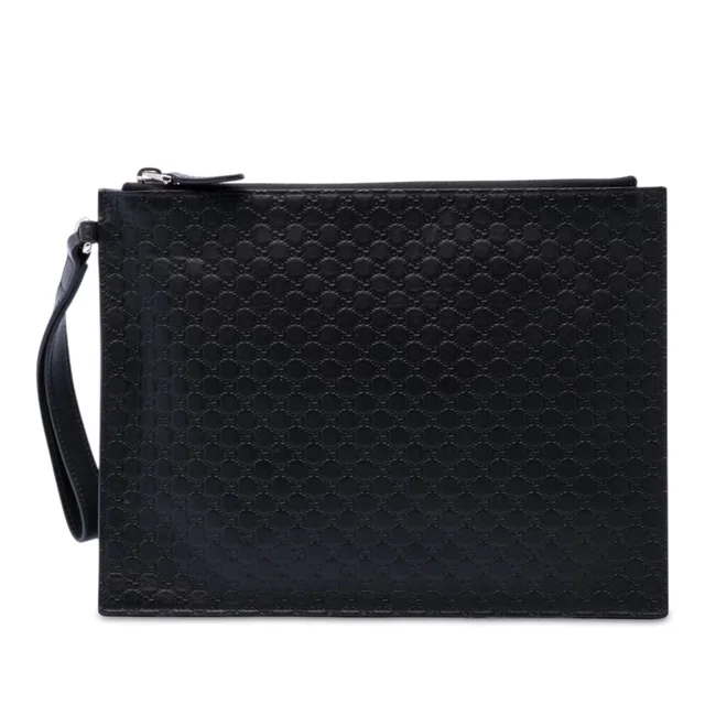 Black Gucci Microguccissima Clutch in Black Leather from Designer Revival