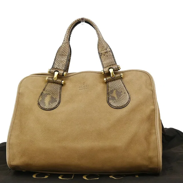 Gucci Twice Satchel Nubuck With Python Brown Suede Bag in Brown Suede from HEWI