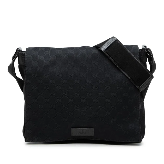 Black Gucci GG Canvas Crossbody in Black Canvas from Designer Revival