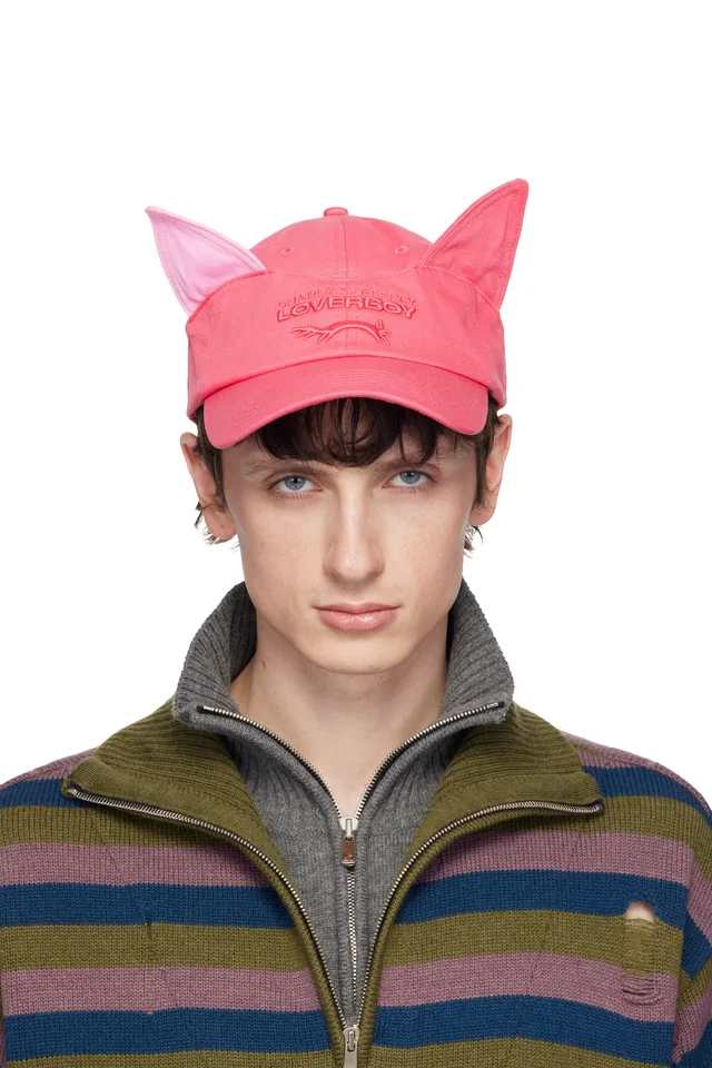 Charles Jeffrey LOVERBOY Pink Colour Block Ears Cap, image 1 of 1 from SSENSE