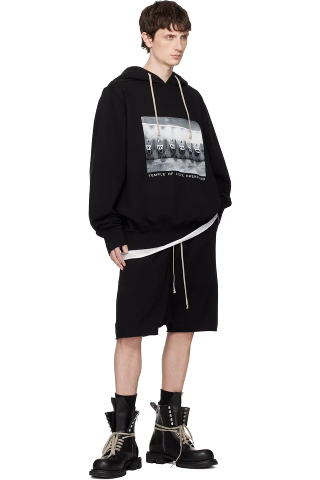 Rick Owens DRKSHDW Black Temple Drawstring Pods Shorts, photo 4 of 4 from SSENSE