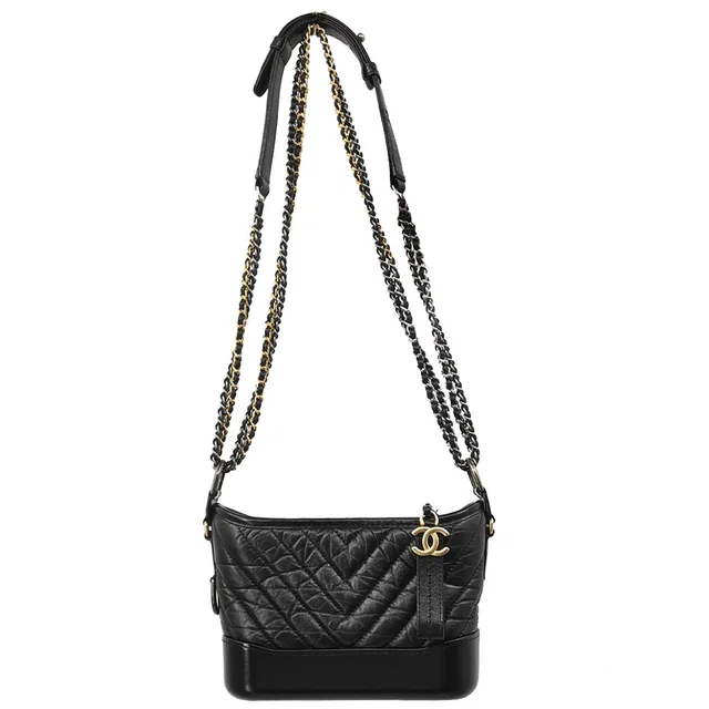 Chanel 2019 Black Lambskin Calfskin Small Gabrielle Shoulder Bag in Black Lambskin from AMORE Vintage Tokyo