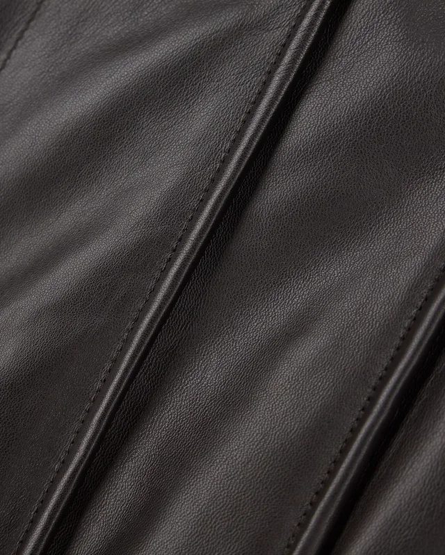 Emporio Armani Cropped nappa leather blouson jacket with a stand collar, photo 3 of 8 from SENSER