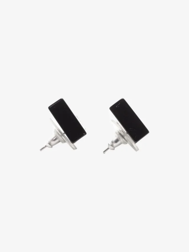 Chanel Black CC square stud earrings in Black Resin from Sign of the Times, photo 4 of 9