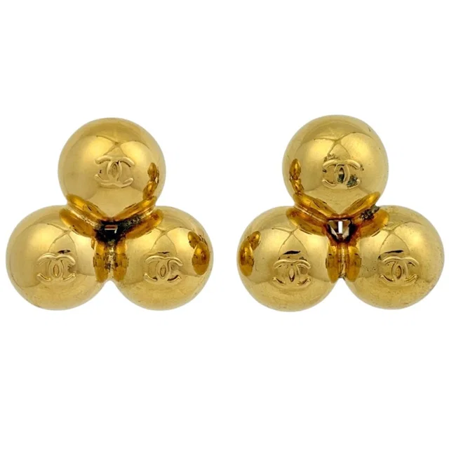 Chanel Earrings CC Logo Gold Plated in Gold from The Reluxe