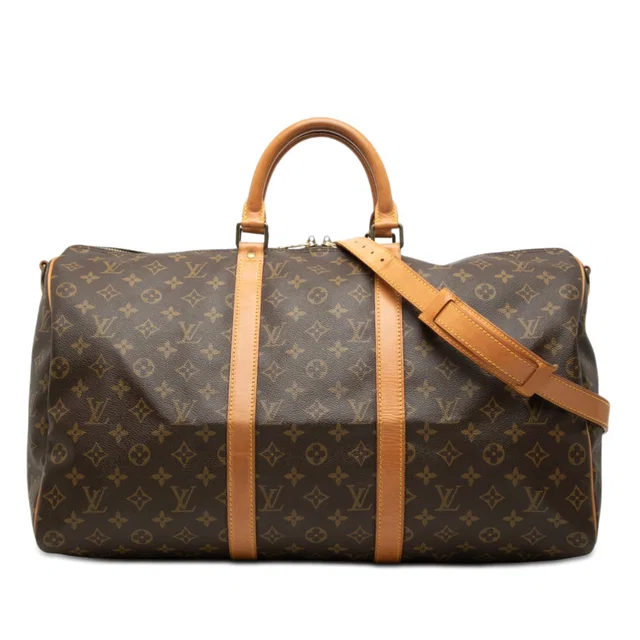Brown Louis Vuitton Monogram Keepall Bandouliere 50 Travel Bag in Brown Coated canvas from Designer Revival