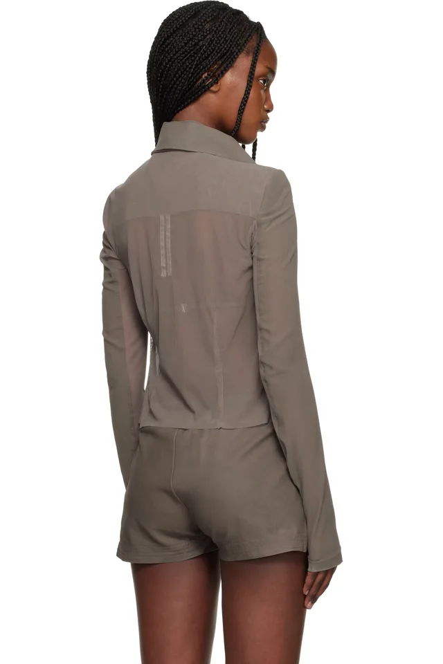 Rick Owens Gray Temple Classic Biker Jacket, photo 3 of 4 from SSENSE