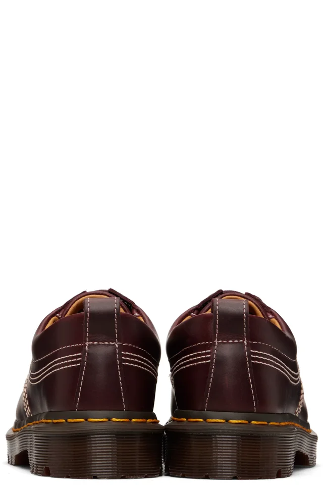 Dr. Martens Burgundy Lowell Leather Moc Toe Derbys, photo 2 of 5 from SSENSE