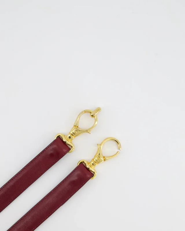 Celine 70cm Burgundy Vintage Belt with Gold Logo Clasp 70cm in Burgundy Leather from Sellier, photo 2 of 3
