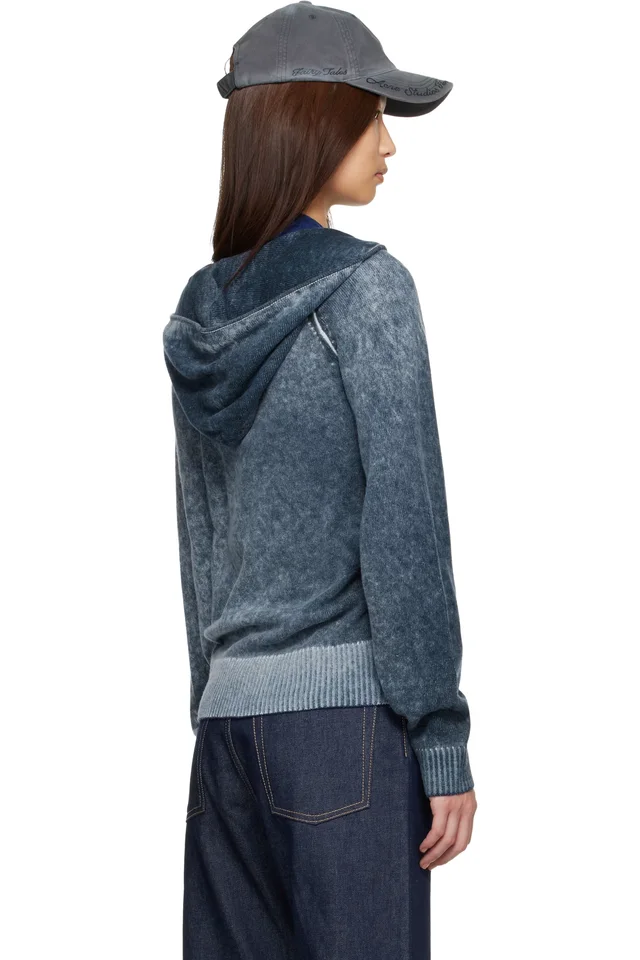 Acne Studios Navy Zipper Hoodie, photo 3 of 4 from SSENSE