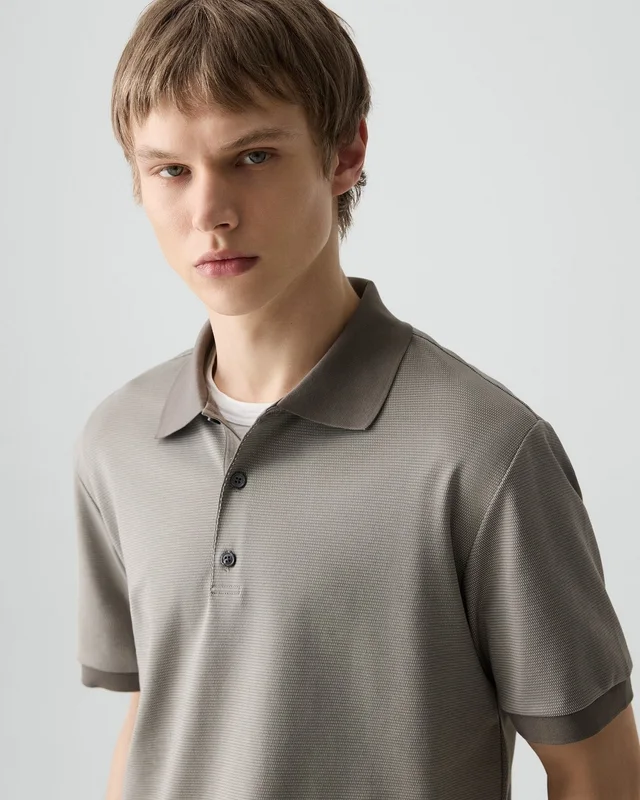 Theory Polo Shirt in Cotton-Blend Jacquard in MOREL MULTI 56% Pima Cotton, 44% Polyester, photo 11 of 12 from Theory