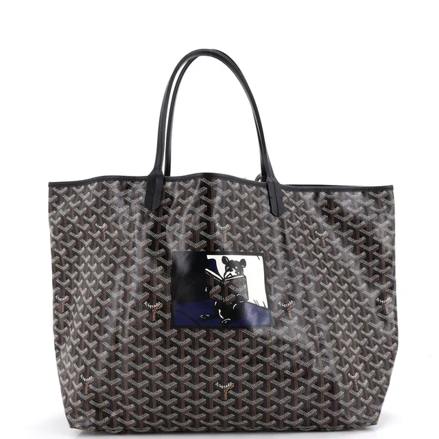 Goyard Saint Louis Tote Printed Coated Canvas GM in black Coated canvas from Rebag