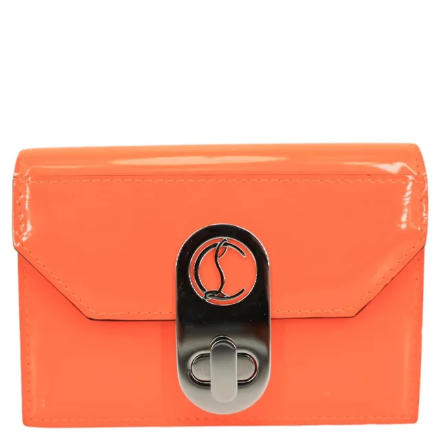 Christian Louboutin Mini Elisa Patent Leather Card Holder Orange in Orange Patent leather from Dallas Designer Handbags