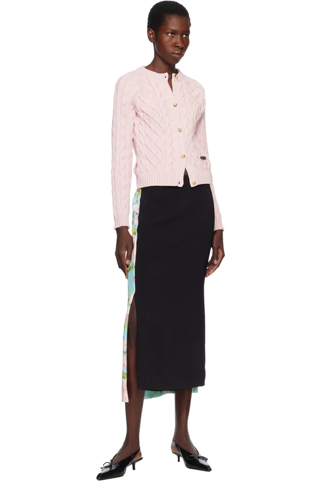 Moschino Blue & Black Crêpe & Satin Midi Skirt, photo 4 of 4 from SSENSE