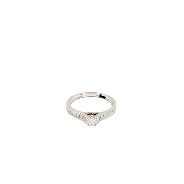 Cartier Size 52 Round Brilliant Diamond Ring, Platinum, 0.3ct, F Colour, Internally Flawless from EMIER