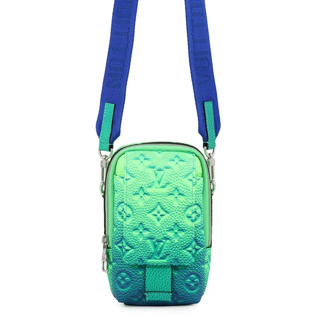 Louis Vuitton Double Phone Pouch Illusion Blue/GreenM81223 Taurillon Leather in Blue Leather from GALLERY RARE
