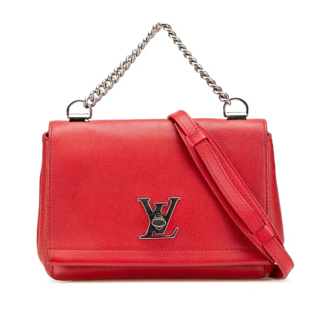 Red Louis Vuitton Leather Lockme II BB Satchel in Red Leather from Designer Revival